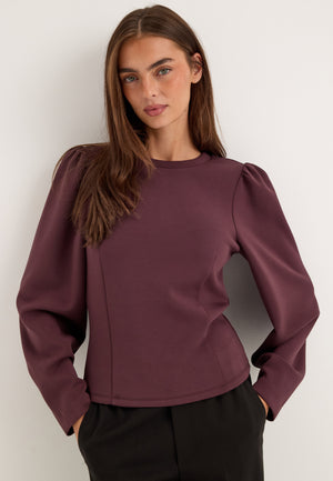 Shaped Puff Sleeve Top Purple