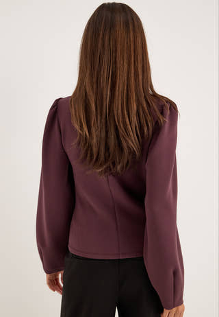 Shaped Puff Sleeve Top Purple