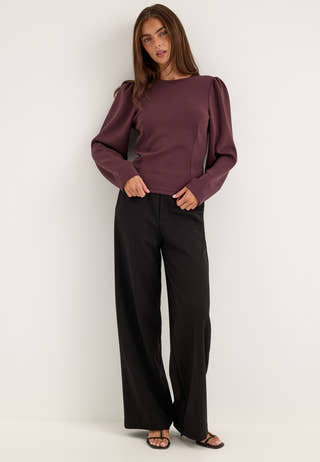 Shaped Puff Sleeve Top Purple