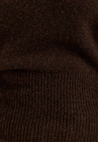 Knitted Wool Blend Wide Sleeve Sweater Brown
