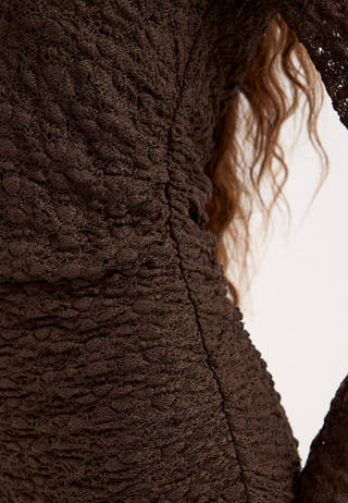 Long Sleeve Lace Maxi Dress Brown