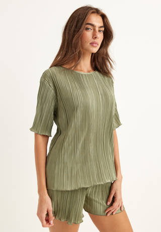 Short Sleeve Pleated Top