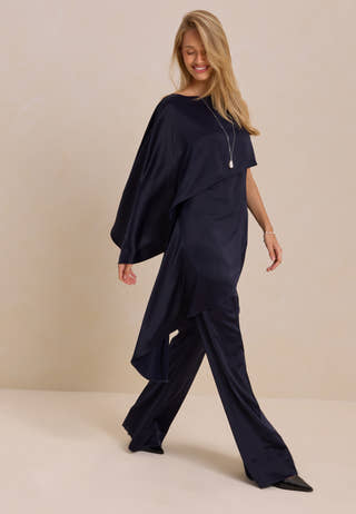 Asymmetric One Shoulder Satin Top