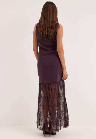 Combined Lace Maxi Dress Purple