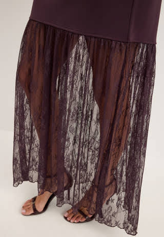 Combined Lace Maxi Dress Purple