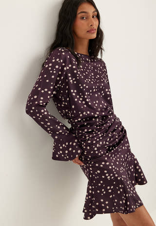 Ruched Front Short Dress Patterned
