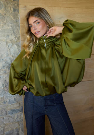 Bubble Hem Satin Jacket