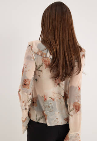 Mesh Flounce Top Floral