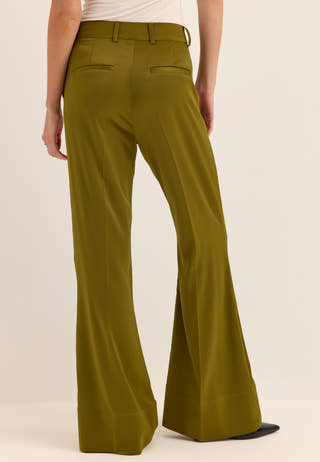 Flared Satin Trousers Green