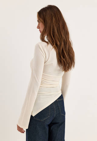 Asymmetric Long Sleeve Top White