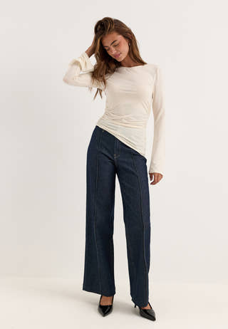 Asymmetric Long Sleeve Top White