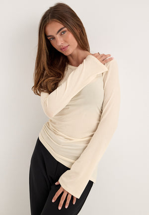 Asymmetric Long Sleeve Top White