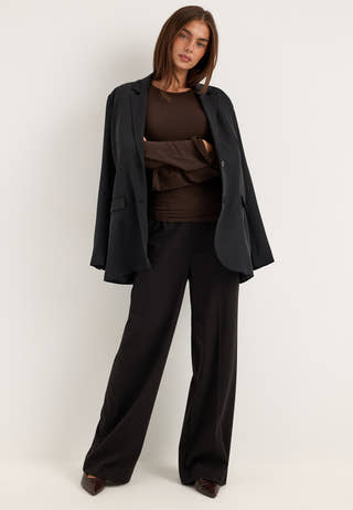 Asymmetric Long Sleeve Top Brown