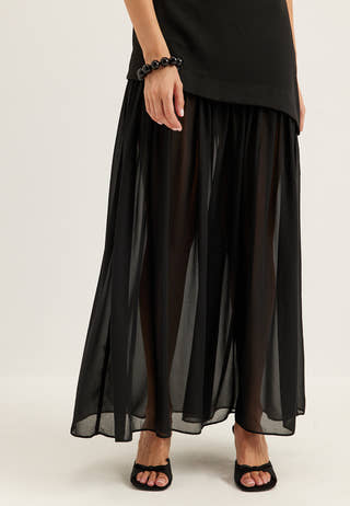Sleeveless Mixed Fabric Maxi Dress