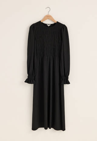 Long Sleeve Smock Dress Black