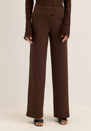 Soft Suit Wide Trousers Brown