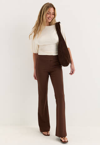 Soft Suit Flared Trousers Brown