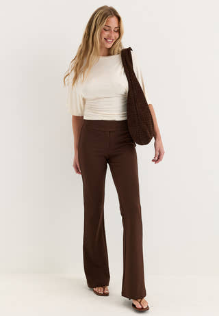 Soft Suit Flared Trousers Brown