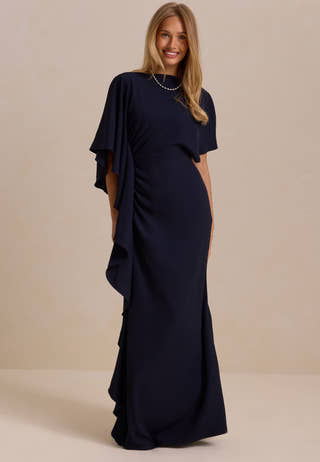 Draped Flounce Gown
