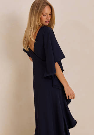 Draped Flounce Gown