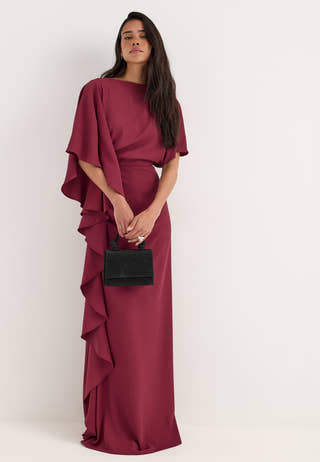 Draped Flounce Gown Pink