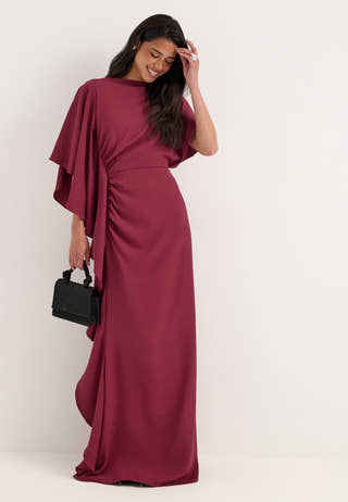 Draped Flounce Gown Pink