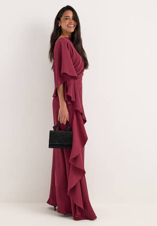 Draped Flounce Gown Pink