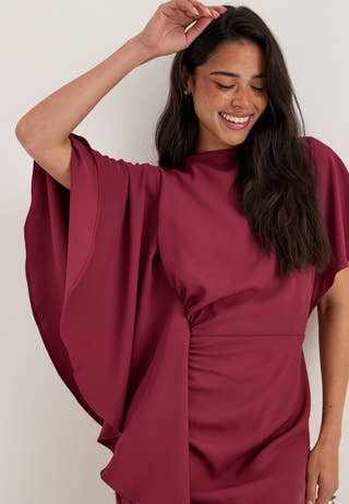 Draped Flounce Gown Pink
