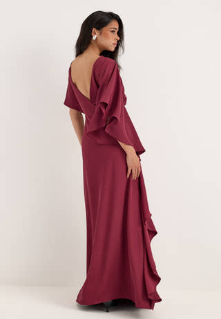 Draped Flounce Gown Pink