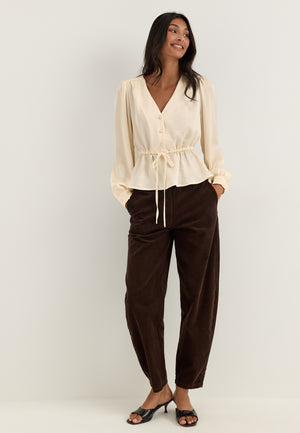 Satin Puff Sleeve Blouse White