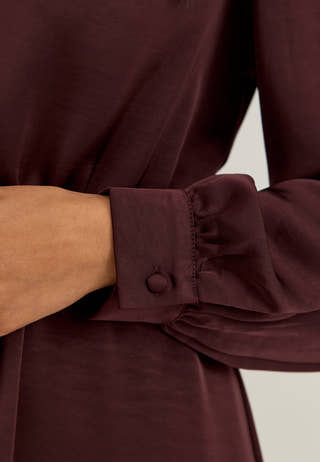 Satin Puff Sleeve Maxi Dress Red