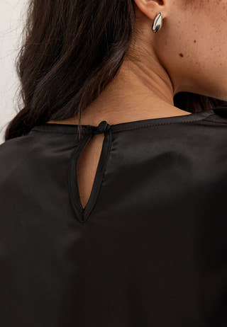 Satin Scarf Blouse Black