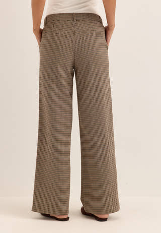 Check Mid Waist Wide Trousers Patterned