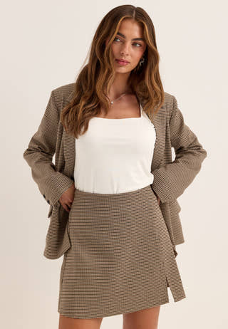 Tailored Check Mini Skirt Patterned