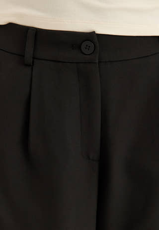 Mid Waist Barrel Trousers Black