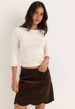 Corduroy Mini Skirt Brown