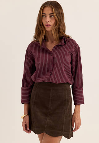 Corduroy Mini Skirt Brown
