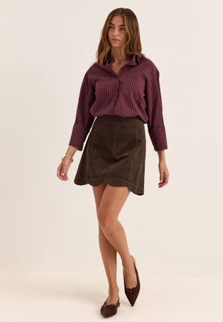 Corduroy Mini Skirt Brown