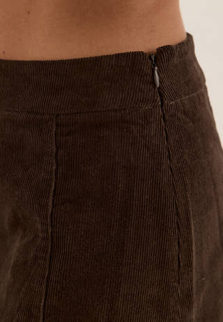 Corduroy Mini Skirt Brown