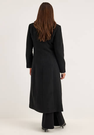 Shaped Wool Blend Coat Black