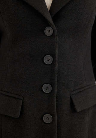 Shaped Wool Blend Coat Black