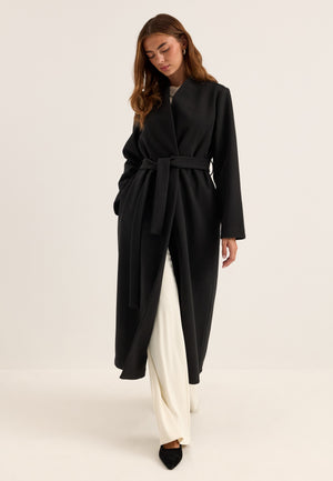 Belted Long Coat Black