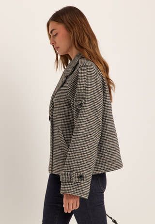 Wool Blend Short Coat Patterned