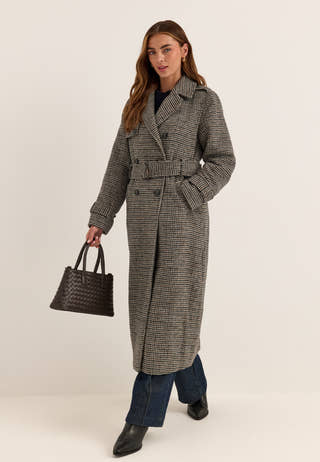 Wool Blend Trench Coat Patterned