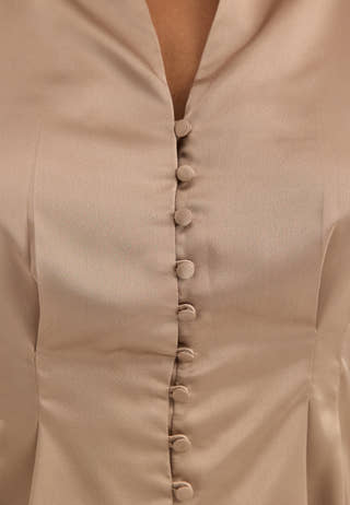 Pleated Satin Blouse Brown