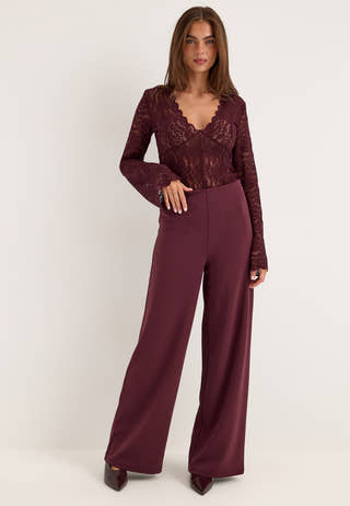 High Wide Soft Trousers Red
