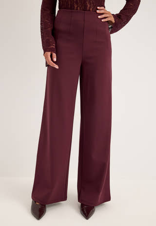 High Wide Soft Trousers Red