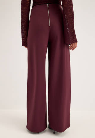 High Wide Soft Trousers Red