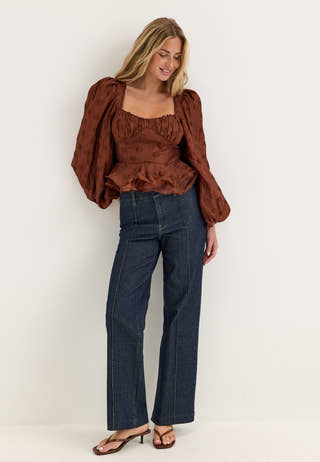 Corset Puff Sleeve Blouse Purple