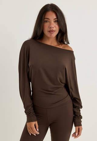 Modal Batwing LS Top Brown